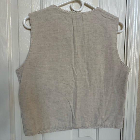 VTG Y2K Tantrums Embroidered Floral Linen Cotton Vest-M-Cottagecore Boho Soft - Picture 4 of 10
